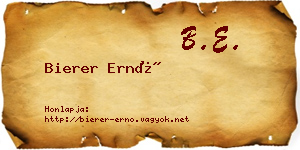 Bierer Ernő névjegykártya
